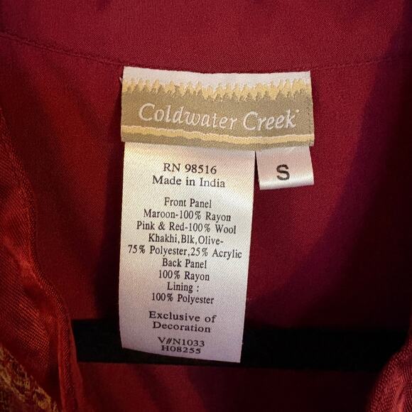 Patchwork Sleeveless Vest Asian Inspired Bohemian Red Artsy Romantic Small - Picture 7 of 8